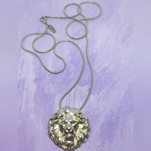 Soho Designs Silver Tone Lion Head Pendant Snake Chain